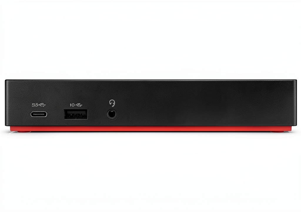 Lenovo Docking Station connected to dual monitors in a modern office