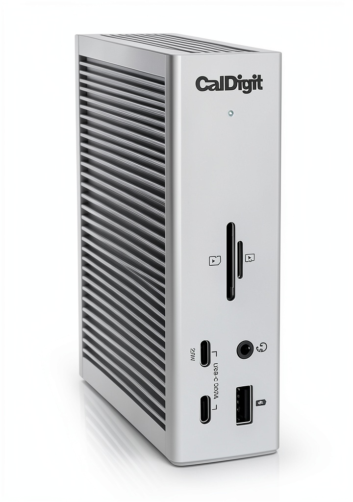 CalDigit TS4 laptop docking station with multiple devices connected