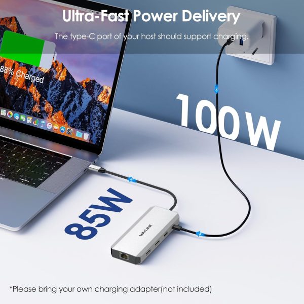 USB C Docking Station WAVLINK 85W PD Silver-6