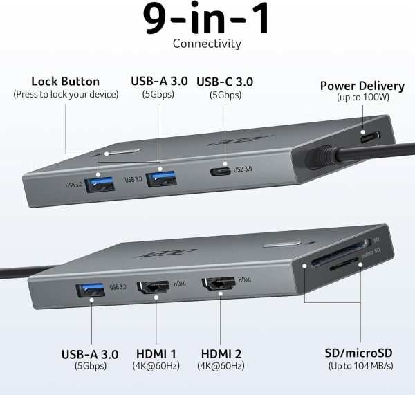 Acer 9-in-1 USB-C Docking Station for Laptops-1