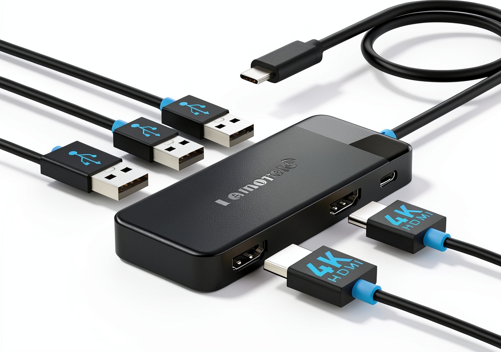 Lemorele 6 in 1 USB C Docking Station on a desk
