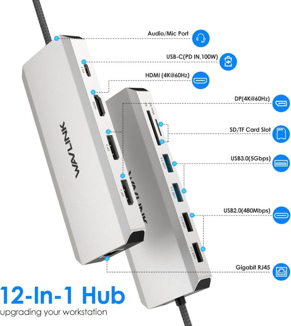 USB C Docking Station WAVLINK 85W PD Silver-1