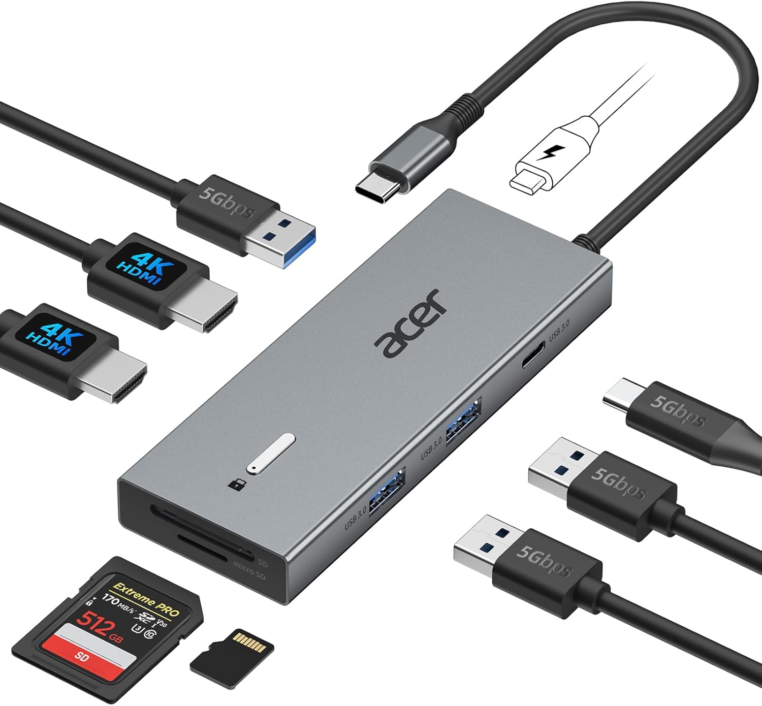Acer 9-in-1 USB-C docking station with dual monitors