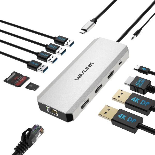 USB C Docking Station WAVLINK 85W PD Silver-0