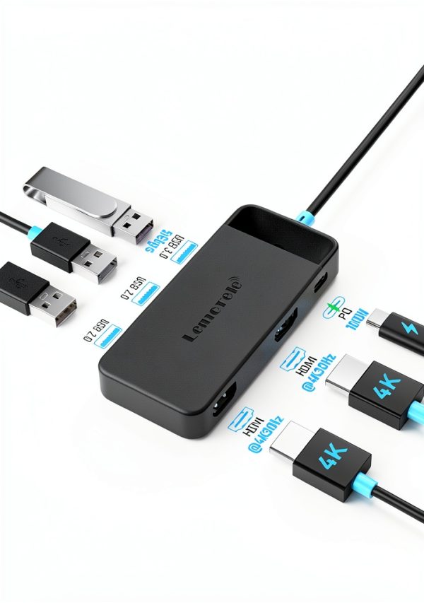 Lemorele 6 in 1 USB C Docking Station for Laptops-7