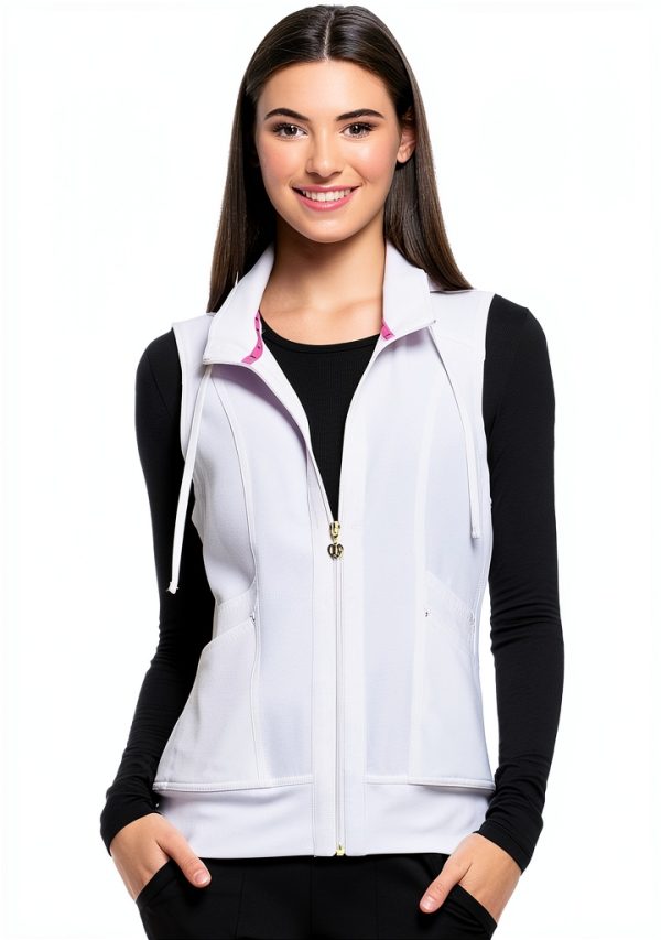 HeartSoul Zip Front Scrub Vest with Detachable Hood HS500 White-5