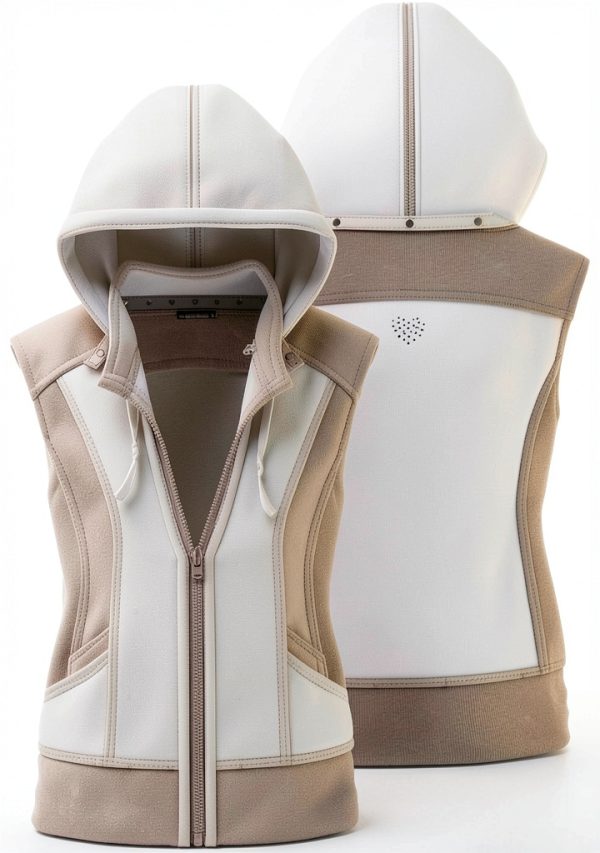 HeartSoul Zip Front Scrub Vest with Detachable Hood HS500 White-4