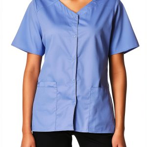 Women's Wonderwork Short Sleeve Snap Jacket by WonderWink Ceil Blue-0