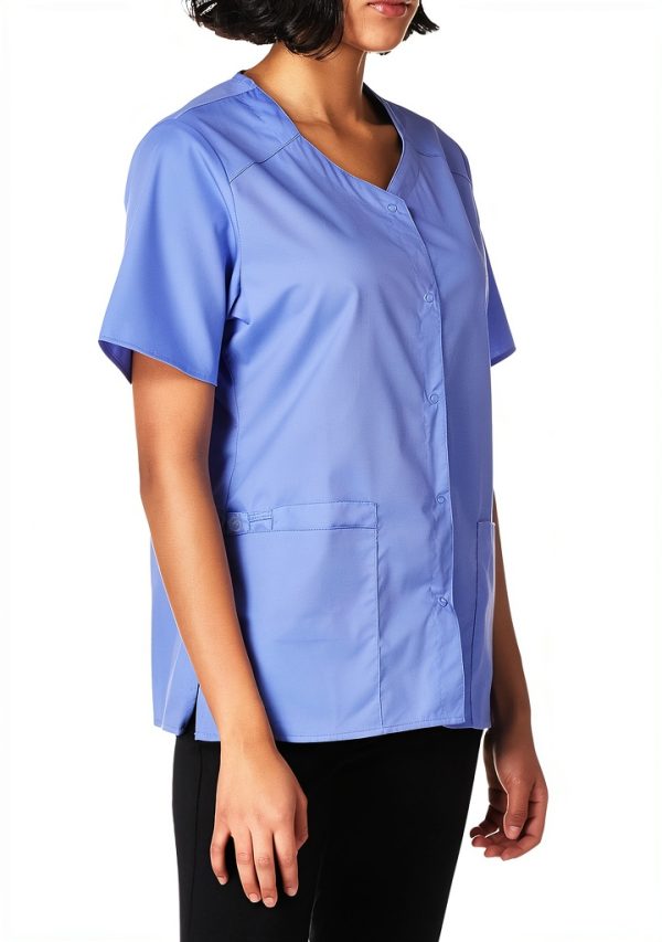 Women's Wonderwork Short Sleeve Snap Jacket by WonderWink Ceil Blue-1