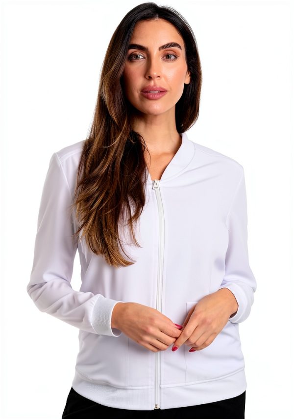 Just Love Women's Solid Scrub Jacket 4 Way Stretch Slim Fit White-0