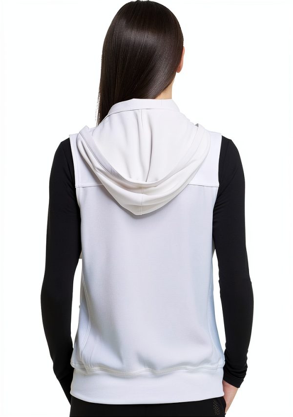 HeartSoul Zip Front Scrub Vest with Detachable Hood HS500 White-3